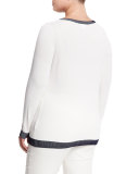 Area Painted-Collar Top, Plus Size