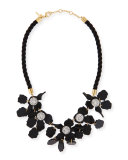 Crystal Lily Rope Necklace, Black