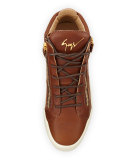 Men's Leather Mid-Top Sneaker, Brown