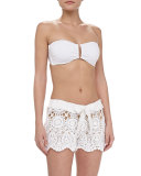 Crochet Tie-Waist Shorts, White