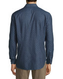 Peace Long-Sleeve Printed Woven Shirt, Denim