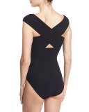 Wrap-Front Solid One-Piece Swimsuit