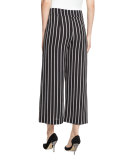 High-Waist Striped Culottes, Black/White