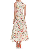Sleeveless Peplum Midi Dress, Multi Colors