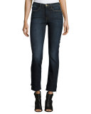 Le High Straight Reverse-Stagger Raw-Edge Jeans, Northern