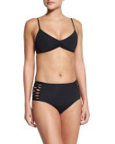 Haley Pinched Swim Top, Black 