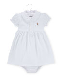 Cap-Sleeve Pima Polo Dress, Size 9-24 Months