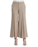 Beatriz Wide-Leg Cropped Pants, Taupe