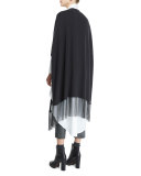 Cashmere Poncho W/Monili Fringe, Onyx