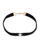 Velvet Choker Necklace with Diamond Star Station