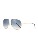Cliff Shiny Aviator Sunglasses, Rose Gold