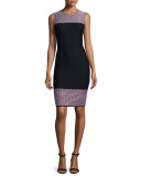 Martinique Placed Tweed Sleeveless Dress, Caviar/Multi
