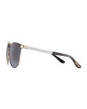 Posie Crystal-Temple Round Sunglasses, Black