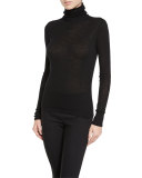 Cowl Turtleneck Knit Sweater, Black