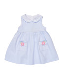 Sleeveless Smocked Pique Dress, Blue, Size 2-6