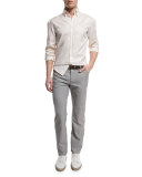Rustic Five-Pocket Wool Pants, Light Gray