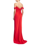 Off-the-Shoulder Sweetheart Flowy Gown  