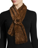 Mink Fur Pull-Thru Scarf w/ Rosette, Whiskey