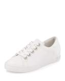 Halle Crystal Leather Sneaker, Optic White