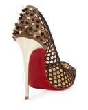 Guni Knotted 100mm Red Sole Pump, Marron Glace