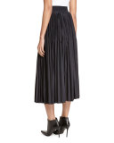 Pleated Midi Skirt, Black