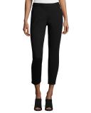 Slim Stretch-Knit Ankle-Zip Pants, Black