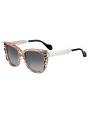 Streaked Square Sunglasses, Pink