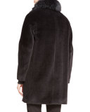 Striped Hooded Bomber Jacket, Caviar Black