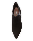Faie Suede Kitten-Heel Bootie, Black