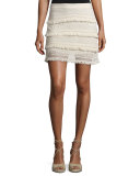 Serena Fringed Crochet Skirt, Natural