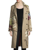Kimono Embroidered Trenchcoat, Beige