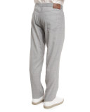 Rustic Five-Pocket Wool Pants, Light Gray