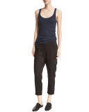 Cropped Linen-Blend Cargo Pants