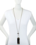 Adjustable Colorblock Pendant Necklace, Raffia/Black