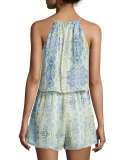 Catamaran Sleeveless Printed Romper, Starlight Marmari