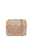 Zoey Mini Laser-Cut Shoulder Bag, Light Oak/Gingersnap