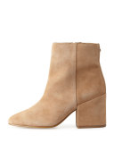 Taye Suede Chunky-Heel Bootie, Golden Caramel