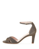 eleanora shimmery crisscross sandal, bronze