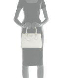 Saffiano Lux Double-Zip Tote Bag, White (Talco)