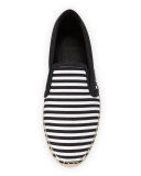 Vlad Men's Striped Espadrille Slip-On Sneaker, Black/White