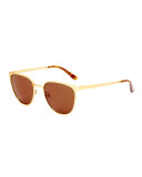 Money Square Stainless Steel Sunglasses, Gold