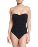 Origami Bandeau One-Piece Swimsuit, Black