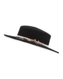 Brigitte Felt Boater Hat, Black