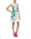 Sleeveless Lace Applique Party Dress, White