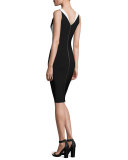 Colorblock Sleeveless V-Neck Dress, Black/White