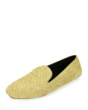 Intrecciato Suede Smoking Slipper, Gold