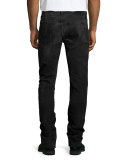 Brenner Slim-Fit Distressed Jeans, Black