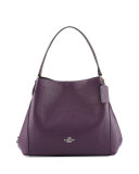 Edie 31 Leather Shoulder Bag, Silver/Aubergine