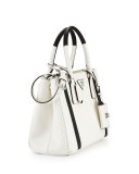 Bicolor Saffiano Lux Tote Bag, White/Black (Bianco/Nero)