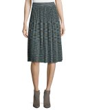 Space-Dyed Lurex® Pleated Plisse Skirt, Teal